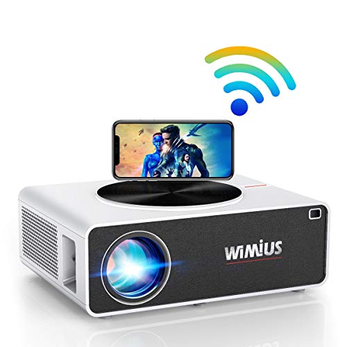 WiMius - Proyector de vídeo wifi Full HD 1080P WiMiUS de 7200 lúmenes, retroproyector compatible con 4K Audio Dolby, proyector led Home Cinema para smartphone, TV, PC, PS4 HDMI USB VGA AV
