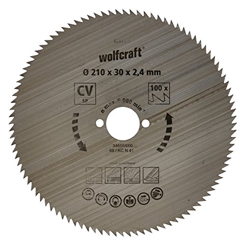 Wolfcraft 6281000 - Disco de sierra circular CV, 100 dient., serie azul Ø 210 x 30 x 2,4 mm