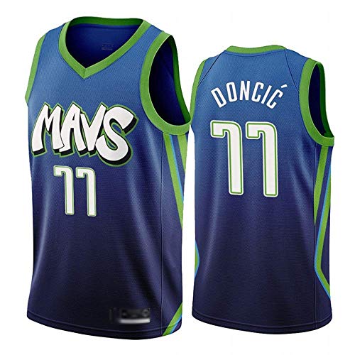 WOLFIRE WF Camiseta de Baloncesto para Hombre, NBA, Dallas Mavericks #77 Luka Doncic. Bordado, Transpirable y Resistente al Desgaste Camiseta para Fan (City Edition 2020, M)