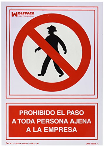 WOLFPACK LINEA PROFESIONAL 15050530 Cartel Prohibido el Paso Persona Ajena Empresa 30x21