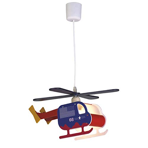 Wonderlamp W-A000121 Lámpara de Techo Infantil Helicóptero, Color Azul