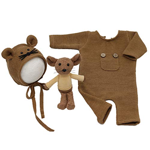 Yinuoday - Pelele de punto para fotografía de recién nacido, gorro de ratón, conjunto de muñecas de bebé para bebés y niñas y niños