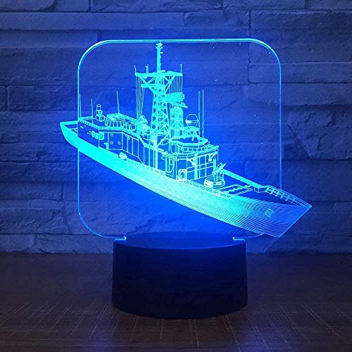 YOUPING Luz fantasma 3D fragata transportador de barco 7 colores lámpara LED visual para niños mesa USB táctil LED luz nocturna (color: táctil)