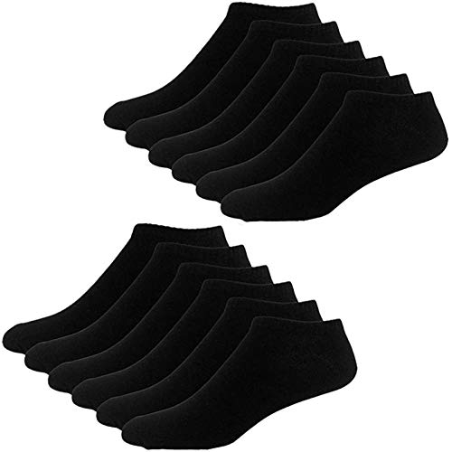 YOUSHOWS zapatillas calcetines hombres mujeres 10 pares cortos medio calcetines patucos algodón unisex OEKO-TEX estándar 100(Nero,43-46)
