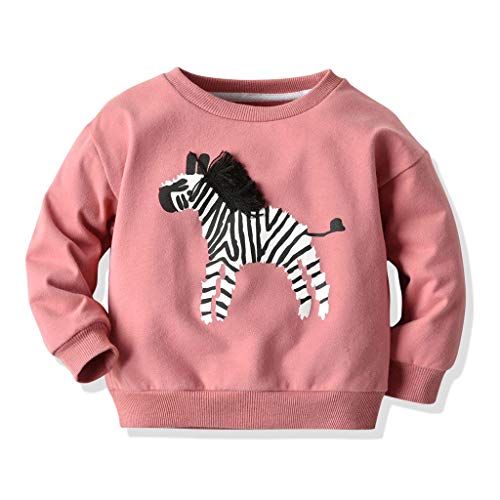 YWLINK Jersey Bebe NiñO Sudadera Animal De Dibujos Animados Cebra Camisa Tops tee Ropa Manga Larga SuéTer para NiñOs Ropa Deportiva Informal Lindo Chaqueta TéRmica OtoñO Nueva(Rosado,1-2 años/80)