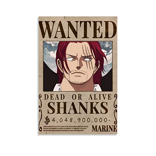 YZLI Póster decorativo de anime One Piece Shanks Bounty Wanted para pared de salón, dormitorio, 30 x 45 cm