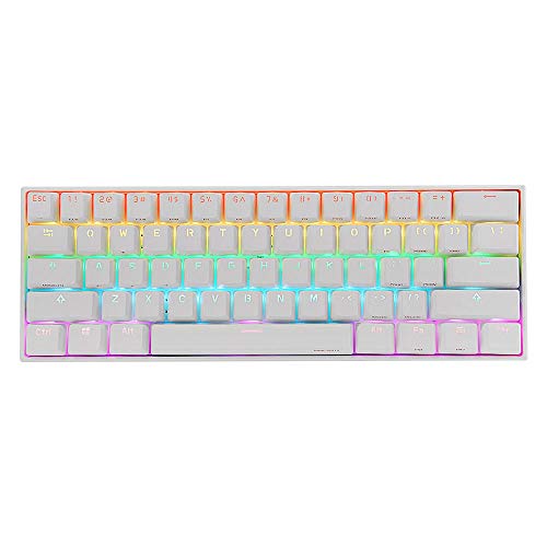 ZAGO Gaming Keyboard mecánica Juegos mecánicos Teclado 60% NKRO Bluetooth 4.0 Tipo-C RGB mecánica Gaming Keyboard - Blanco Ideal para Gamer mecanógrafo Etc (Color : White, Size : Brown Switch)