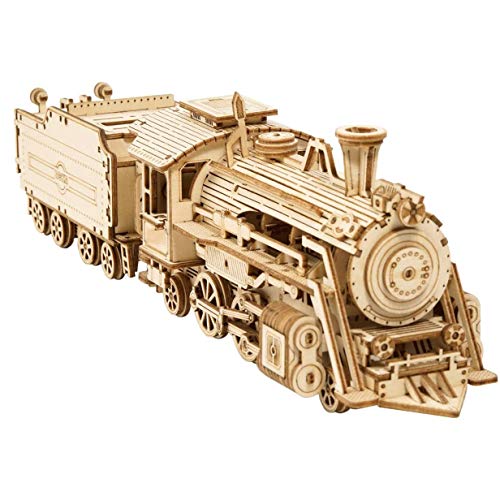 Zeyujie Tren de vapor de lujo, rompecabezas Modelo 3D tridimensional para adultos DIY DIY DIY DECOMPRESIÓN MONTAJE DE JUGUETE COCHE, Rompecabezas 3D Adulto Modelo de tren de juguete de madera (308 pie