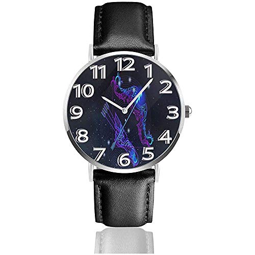 Zodiac Sign Sagittariu Leather Watch Relojes de Pulsera de Moda Unisex Reloj de Cuarzo Relojes de Desgaste Ligero