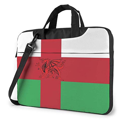 15.6″Durable Hombro Mensajero Bolsa maletín PC Bandera de Gales Cruz Nórdica Moda Impermeable Ordenador Portátil/portátil/Tablets