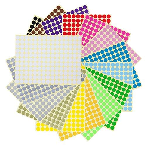 1cm Gomets Colores Surtidos Pegatinas Redondas Adhesivas en 16 Colores, 5280 Piezas, Pegatinas Circulos Colores Adhesivos de Diámetro 1cm - 32 Hojas 1cm Gomets Colores Surtidos Pegatinas Redondas Adhesivas en 16 Colores, 5280 Piezas, Pegatinas Circulos Colores Adhesivos de Diámetro 1cm - 32 Hojas