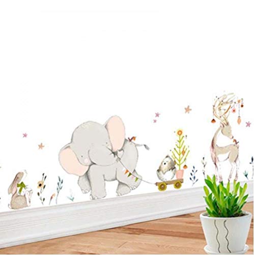 1pc Dibujos Animados Elefante De Bosque Conejo Jirafa Animal Pared Pegatinas Sala Infantil Decoración De Vinilo Papel Pintado La Pared del Dormitorio Calcomanías