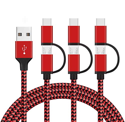 2 en 1 Multi Cable, GlobaLink Cable USB Tipo C y Micro USB, Carga&Sync Rápida Nylon Trenzado Compatible con Samsung Galaxy/Huawei/Nexus/LG/Sony/Google/Nexus/OnePlus/Lumia (3 Pack 1,5m) Rojo&Negro 2 en 1 Multi Cable, GlobaLink Cable USB Tipo C y Micro USB, Carga&Sync Rápida Nylon Trenzado Compatible con Samsung Galaxy/Huawei/Nexus/LG/Sony/Google/Nexus/OnePlus/Lumia (3 Pack 1,5m) Rojo&Negro