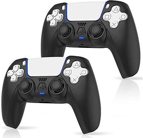 【2 piezas】  Estuche protector de silicona antideslizante delgado para controlador PS5 Skin Grip para Playstation 5 DualSense Controller - Negro