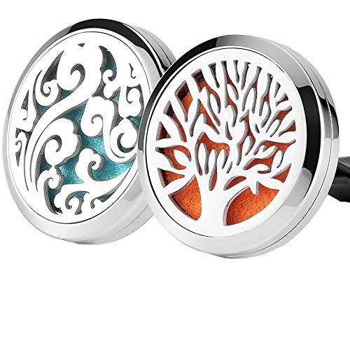 2 UNIDS Coche Aromaterapia Aceites Esenciales Difusor Ambientador 30mm Acero Inoxidable Negro Locket Vent Clip + 32 unids Almohadillas de Recarga (Árbol de la Vida y Nube (Plata)) 2 UNIDS Coche Aromaterapia Aceites Esenciales Difusor Ambientador 30mm Acero Inoxidable Negro Locket Vent Clip + 32 unids Almohadillas de Recarga (Árbol de la Vida y Nube (Plata))