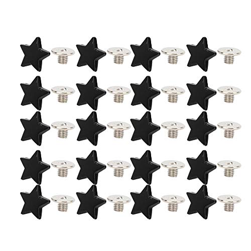 20 Unids Remache con Tornillos DIY Stud Botón Forma de Estrella DIY Ropa Zapatos Decoración Accesorios(Negro brillante)