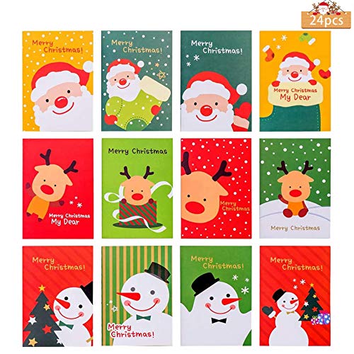 24 Unids Bloc de Notas de Navidad,Cuadernos de Bolsillo Navidad,Cuaderno de Dibujo Animado de Navidad,Mini Cuaderno de Notas,Mini Bloc de Notas,Cuadernos Navideños (D)