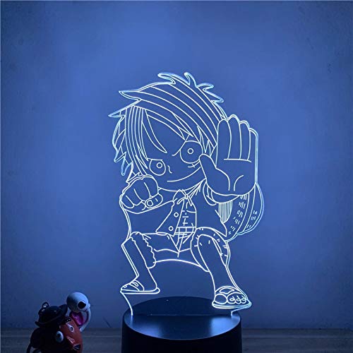 3D Anime Dragon Ball Q Luffy LED Figura de acción nocturna Múltiples colores para decoración de mesa y decoración nocturna