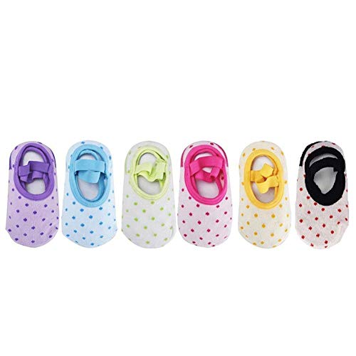 6 Pares Calcetines Socks Antideslizantes Niñas Niños Bebe Tobilleros de Colores Original