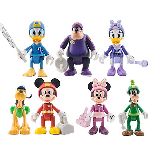 7 Estilos de Mickey Minnie Donald Duck en Caja de la muñeca de la máquina articulación móvil Escena Torpe Racing Adornos 10CM