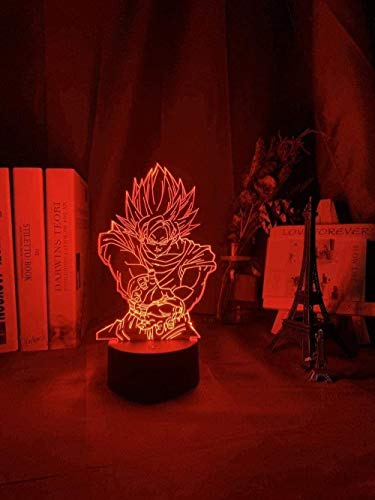 A-Generic Lámpara 3D Dragon Ball LED Luz de Noche Goku Figura Luz de Noche para niños Decoración de Dormitorio Regalo de cumpleaños único para niños Anime Gadget 16 Colores