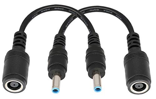 AAOTOKK Tip Cable Corriente Computadora Portátil DC 7.4mm x 5.0mm Hembra a 4.5mm x3.0mm Macho DC Conector Cable Convertidor Corriente para HP Portátil Cable Alimentación Repuesto (15.8cm/2 Unidades)