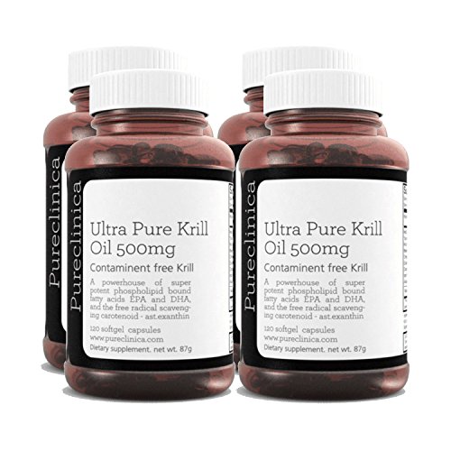 Aceite de Kril Aker Ultra Puro 500mg x 480 cápsulas (4 frascos) - de las limpias aguas del Antártico que dan un rico suministro de Astaxantina, Omega 3, y Vitamina D. SKU: KRI500
