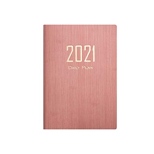 Agenda 2021 con páginas interiores completas en inglés, A5, eficiencia manual, planificador, 365 días, gestión del tiempo, 200 hojas (208 mm x 148 mm) (rosa)