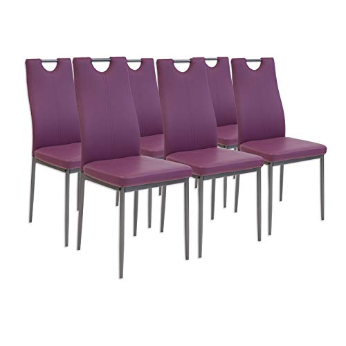 Albatros 2920 Salerno Set de 6 sillas de Comedor, púrpura