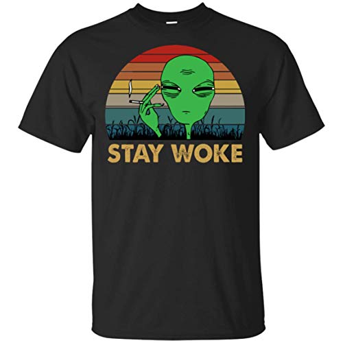 Alien Stay Woke Weed Smoking Funny Vintage Storm Run T-Shirt