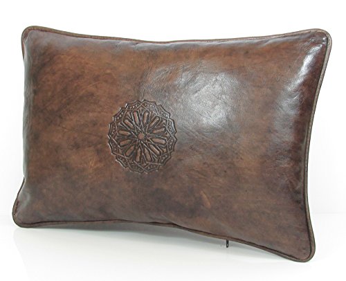 ALMADIH Leewadee - Cojín de piel (tamaño XL, 50 x 35 cm, piel de cordero), color marrón