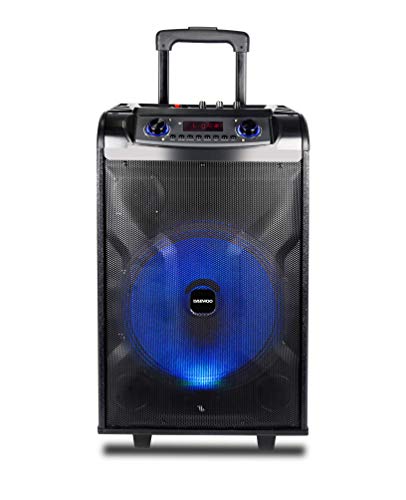 Altavoz Bluetooth Daewoo- Altavoz Portatil Troley para Karaoke - Incluye Microfono y Mando - Potencia 150W p.m.p.o, 5h de Bateria, Radio FM, USB