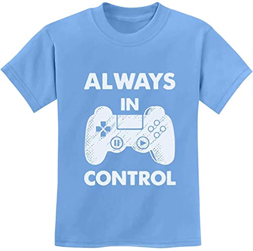 Always in Control Novedad Gamer Videojuego Camiseta Juvenil para niños, California Blue, X-Large