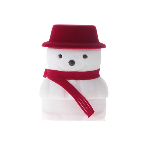 Amosfun - Caja para anillos de Navidad, diseño de muñeco de nieve, para joyas, collares, pendientes, caja de embalaje de Navidad para joyas de franela (rojo)