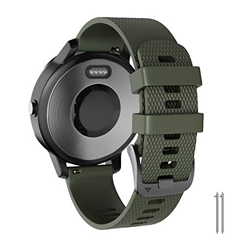 ANBEST Correa de repuesto de silicona suave, compatible con Vivoactive 3/Venu/Move 3/Forerunner 645/245, 20 mm, reloj deportivo para Galaxy Watch 42 mm/Gear Sport/Gizmo, color verde militar, S