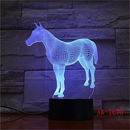 Año nuevo regalo de navidad animal caballo 3d luz nocturna táctil remoto usb led lámpara de escritorio ilusión habitación iluminación regalo