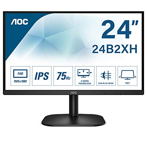 AOC Monitor 24B2XH- 24" Full HD, 75 Hz, IPS, Flickerfree, 1920x1080, 250 cd/m, D-SUB, HDMI