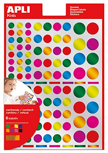 APLI Kids - Bolsa de gomets multicolor redondos, colores metalizados, 6 hojas - Pack de 624 gomets APLI Kids - Bolsa de gomets multicolor redondos, colores metalizados, 6 hojas - Pack de 624 gomets