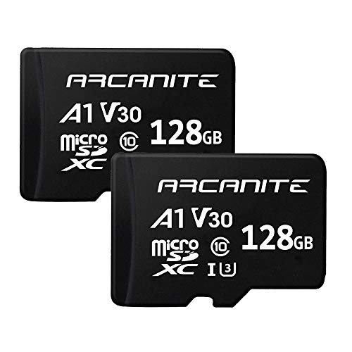ARCANITE - Pack de 2 tarjetas de memoria microSDXC de 128 GB, UHS-I U3, A1, V30, 4K, Clase 10, microSD