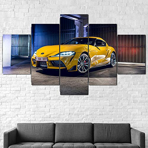 AWER Mural Moderno 5 Piezas GR Supra 2 2020 Super coche Frame Pinturas Arte de Pared Impreso en HD Dormitorios Decoración para El Hogar -No Tejido Lienzo Impresión