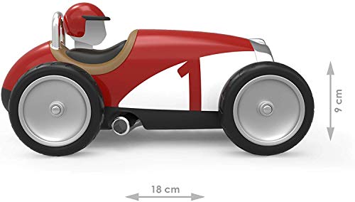 Baghera Coche de Carreras Rojo Coche de Carreras de Estilo Retro - Plástico ABS Duradero | Desde los 12 Meses de Edad