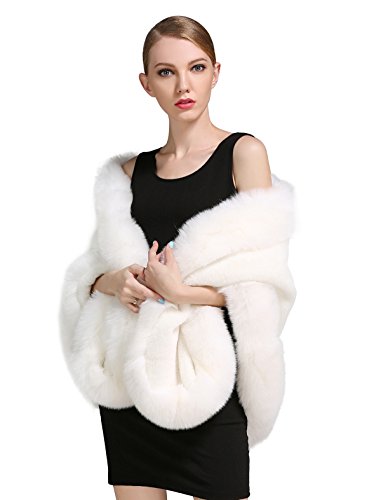 BEAUTELICATE Chal Estola de Pelo Mujer Abrigo Piel Sintetica para Fiesta Novia Bodas Invierno BEAUTELICATE Chal Estola de Pelo Mujer Abrigo Piel Sintetica para Fiesta Novia Bodas Invierno