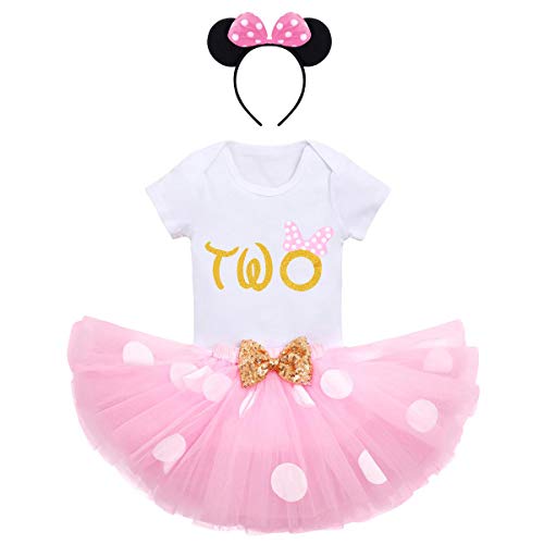 Bebé Niña Mi Segundo cumpleaños 3pcs Conjuntos Vestido de Fiesta de Princesa Manga Corta Mameluco + Lunares Falda + Oído Diadema Ropa Conjunto Rosado #Two 2 años Bebé Niña Mi Segundo cumpleaños 3pcs Conjuntos Vestido de Fiesta de Princesa Manga Corta Mameluco + Lunares Falda + Oído Diadema Ropa Conjunto Rosado #Two 2 años