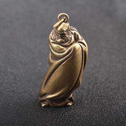 BENGKUI Escultura,Figuras En Miniatura De Época Estatua De Buda Dharma Cobre Hecho A Mano Keychian Feng Shui Escultura Té Mascota Decoración De La Boda, 48X20Mm 65,26G
