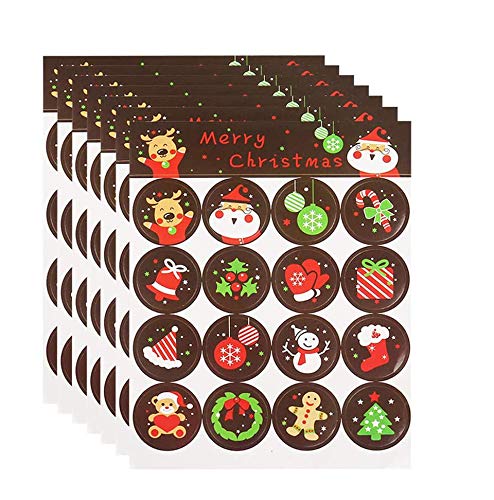 BETOY Pegatinas Navideñas Etiquetas Adhesivas Navidad Stickers Etiqueta Pegatinas Etiquetas Autoadhesivo para Cookie Candy Nueces Paquete de Navidad Muñeco de Nieve Árbol