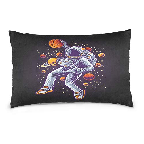 BEUSS Astronautas Espaciales Baloncesto Fundas de Almohada Suave Funda de Cojin Cama Decoración para Sofá Decorativo Hogar(2PACK)
