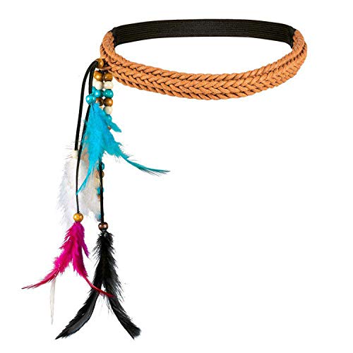 Boland 44548 – Diadema de festival, diadema con plumas, para adultos, estilo bohemio, hippy, india, carnaval, fiesta temática, Halloween Boland 44548 – Diadema de festival, diadema con plumas, para adultos, estilo bohemio, hippy, india, carnaval, fiesta temática, Halloween