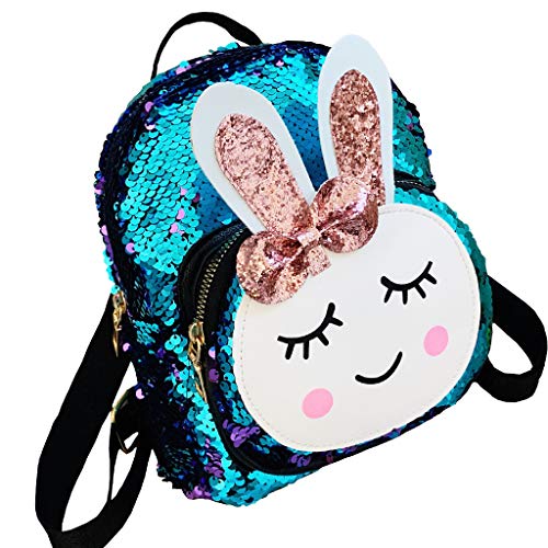 Bolsos de Hombro para niños, para niñas pequeñas Mochila de Dibujos Animados Preciosa con Orejas de Conejo para Uso Diario de Viaje (2-8 años) - Azul Claro