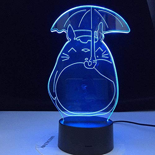 BTEVX 3D Illusion Lamp Led Night Light Totoro My Neighbor For Baby Bedroom Light Children Gift Night Lamp Totoro Umbrella Pretty Kids Nightlight