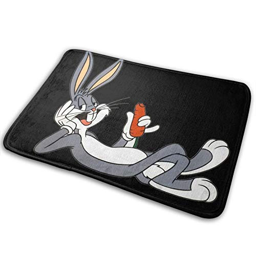 Bugs Bunny Looney Tunes Alfombra de baño y puerta de espuma viscoelástica, antideslizante, absorbente, súper cómoda alfombra de baño de franela, alfombra de cama de 60 x 40 cm